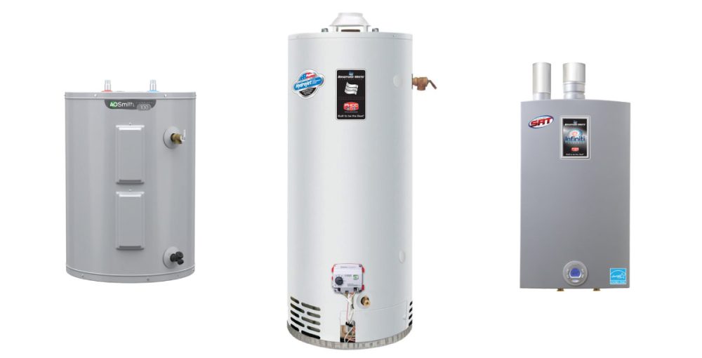 Three types of water heaters